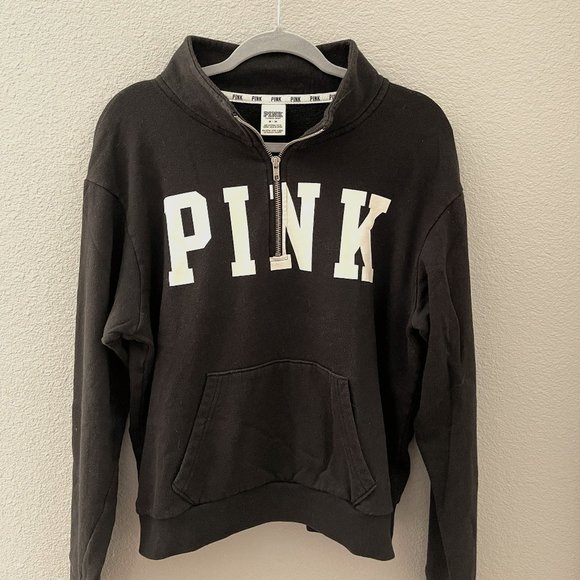 PINK Victoria's Secret Sweaters - PINK Victoria's Secret - Grey 3/4 Zip